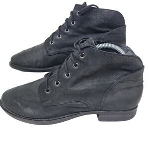 Sam Edelman Mare Black Leather Booties 7.5 m Womens Nubuck Shoes